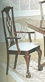 Set of 2 Chippendale Cherry Finish Wood Dining Arm Chairs