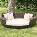Garden Love Sofa / Day Bed in Brown All Weather Garden Furniture