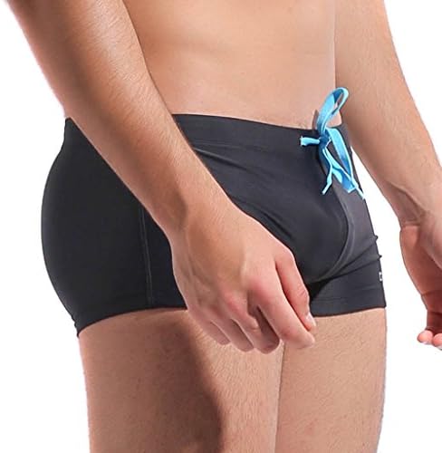 Dardugo Men's Boxer Square Cut Solid Swimsuit (Many Colors) Black US Medium