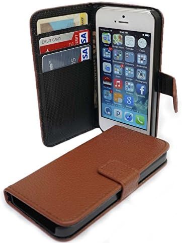 Iphone 5/5S Mergenewtech Premium PU Leather Wallet Case Design -BROWN