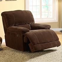 Big Sale Homelegance 9722-1PW Upholstered Power Recliner Chair, Dark Brown, 100-Percent Polyester Fabric