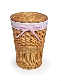 Round Wicker Hamper- Honey/ White