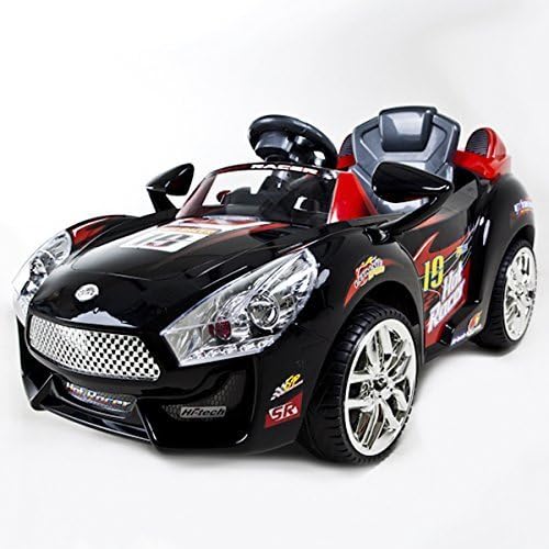 Black Hot Racer #19 Kids Battery Powered Wheels Ride On Car w/ Remote Control