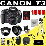 Buy Best  Canon EOS Rebel T3 (1100D) SLR w/ 18-55mm IS II Lens (Black) + Wide Angle/Telephoto 16GB DavisMAX Bundle