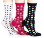 Hot Sox Women's Fun Dot Trouser Sock, Black, White, Bright Pink, 3-Pack