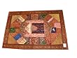 Ethnic Rust Gold Vintage Beaded Sari Wall Hanging Tapestries From India