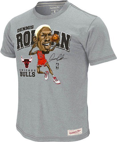 Dennis Rodman Chicago Bulls Mitchell & Ness Caricature Premium T-Shirt