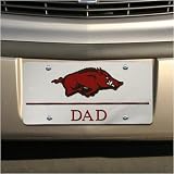 Arkansas Razorbacks Silver Mirror Dad Car License Plate