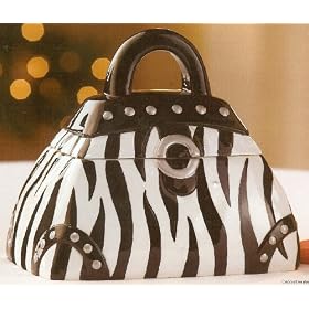 Purse Cookie Jar ~ Black and White Zebra Print Design Storage Container ~ Size: 10 X 7 X 8.5 ~... by 