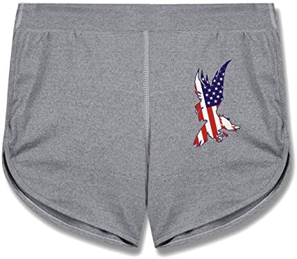 Ptrand Women's 4th of July Gift Bald Eagle Flag Tattoo USA Fashion Shorts gray