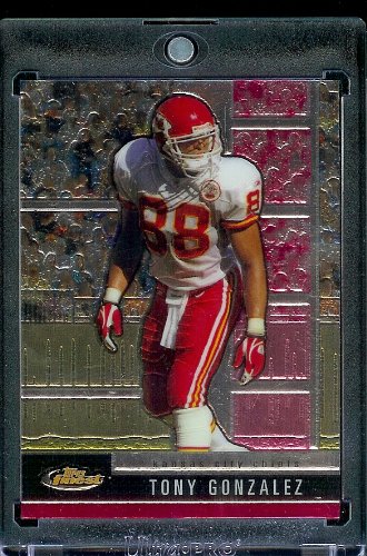 2008 Topps Finest Football Card - Tony Gonzalez / Kansas City Chiefs / NFL Trading Card in Protective Display Case!