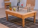 COUCHTISCH GLASPLATTE TISCH WOHNZIMMERTISCH KIEFER
