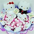 Forever Love Flower Bouquet of Dolls, 2 Big & 9 Small Hello Kitty