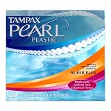 Tampax Pearl Super Absorbency Tampons with Plastic Applicator, Super Plus Absorbency, Fresh Scent, 36-Count Boxes (Pack of 2)