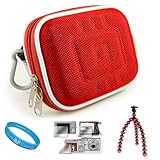 Nylon Red Compact Protective Camera Carrying Case with Removable Clip-On Ca ....