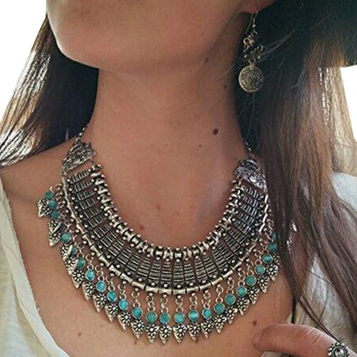 Blooming Jelly Women's Vintage Multilayer Collar Necklace Fashion Maxi Bohemian Pendant