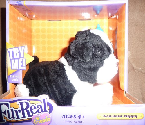 Fur Real Friends Newborn Pup Black and White Furreal