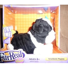 Fur Real Friends Newborn Pup Black and White Furreal