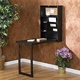 Fold-Out Convertible Writing Desk Wall Mount Design Black Finish