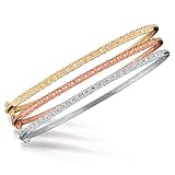 Set of 3 Diamond Bracelets, 10k White, Yellow, and Rose Gold (5/8 cttw)