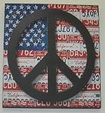 Peace Sign License Plate American Flag Wood Wall Art