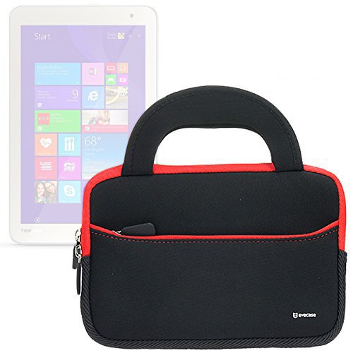 Evecase Toshiba Encore 2 Write 8 / Encore 2 / Encore 2 Pro 8 (WT8) 8" Tablet Neoprene Sleeve Case Slim Briefcase w/ Handle &amp; Accessory Pocket / Ultra Portable Travel Carrying Case Sleeve Portfolio Pouch Cover - Black