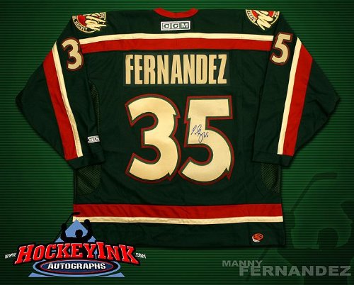 Manny Fernandez Jersey - Minnesota Wild Green - Autographed NHL Jerseys