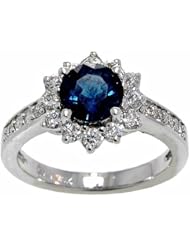 14K White Gold Sapphire and Diamond Ring -- LIFETIME WARRANTY