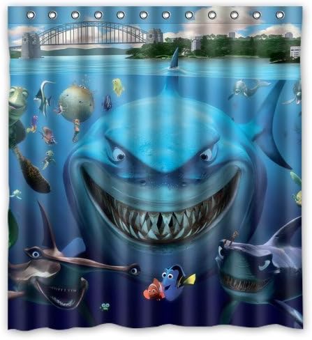 Cool Shark Finding Nemo Custom Personalized Waterproof Shower Curtain Bath Curtain 66x72 inches