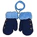 DZT1968 1 Pair Winter Baby Cute Thick Gloves Mittens With String (0-12 Months) (Blue)