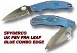 Spyderco UK Penknife Blue FRN Leaf Blade CombinationEdge Knife