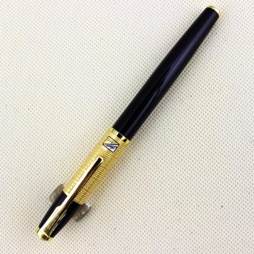 1 x hero fountain pen 6117 black and golden with fine n…