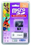 Integral 2GB MicroSD Card (with 2 adapters) + SD Slot In USB Reader