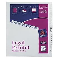 Avery Avery-Style Side Tab Dividers, 27 Tab, A-Z Letter, Legal Size, White, 27 per Set (11374)