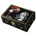 Handmade Mother Of Pearl, Black Lacquer & Gold Jewelry Box With Mirror - Goddess & Phoenix Design