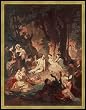 Bild mit Rahmen: Auguste Barthelemy Glaize, "Le gouter champetre", 55 x 71 - Holz Corum S: Gold