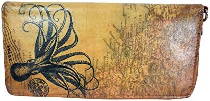 Vintage Map Globetrotter Italy Toilers of the Sea Octopus Wristlet Wallet w/ Gift Box