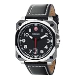 Wenger Men`s 72425 AeroGraph Cockpit Black Leather Strap Watch