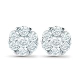 14K White Gold Coronet Solitaire Earrings, 1.00 CTW