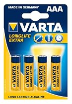 Varta Longlife Extra Batteries AAA Alkaline 1.5 Volt 4 Pack