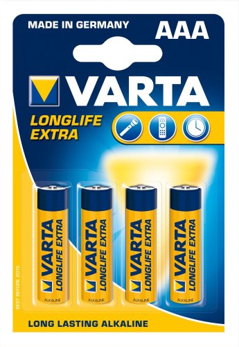 Varta Longlife Extra Batteries AAA Alkaline 1.5 Volt 4 Pack