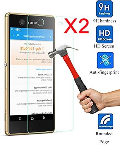 2 Pack Sony Xperia M5 Screen Protector, Realsc Premium Glass Screen Protector For Sony Xperia M5, 9H HD Clear Anti-scratch Guard Film Easy Install[Lifetime Warranty]