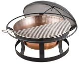 Camp Chef FP-29L Del Rio -Pedestal Firepit with Screen Lid, 1/2 grill and poker,  Antique Copper Finish Bowl, Black/Copper