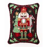 Christmas Nutcracker Soldier with Vintage Pull Toy Wool Throw Pillow 14 Inch X 18 Inch