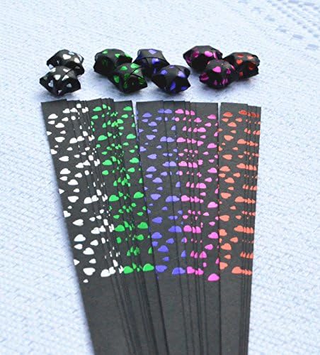 Paper Glows Foil Stamping Heart Lucky Star Origami Folding Black Paper Strips set18