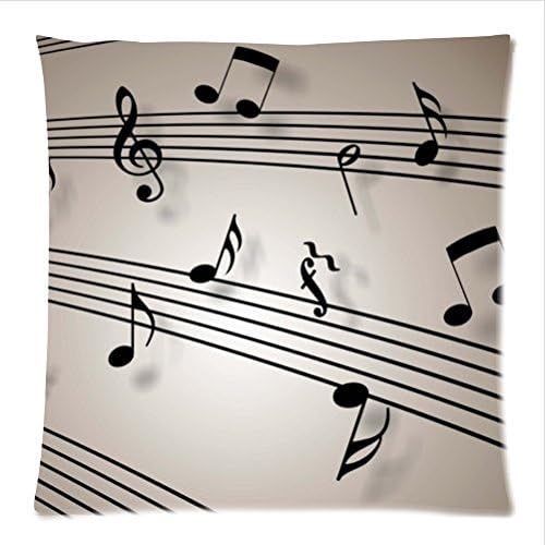 Personalized funny music notes pattern soft Satin bolster case pillowcase,Zipper pillow cases 18"(W)x18"(L)twin sides