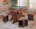 Furniture online: Brandon Warm Cherry Finish Cocktail Game Table and 4 Benches Set for Crap and Poker Games