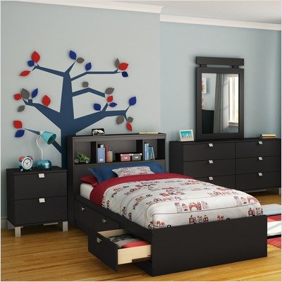 Bundle-85 Spark Mate's Platform Bedroom Collection (4 Pieces) Size: Twin