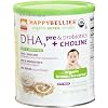 HAPPYBELLIES Organic Super Cereals, DHA, pre & Probiotics + Choline, Organic Brown Rice Cereal, 7-Ounce Canisters (Pack of 6)