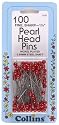 Red Pearl Head Pins-100/Pkg